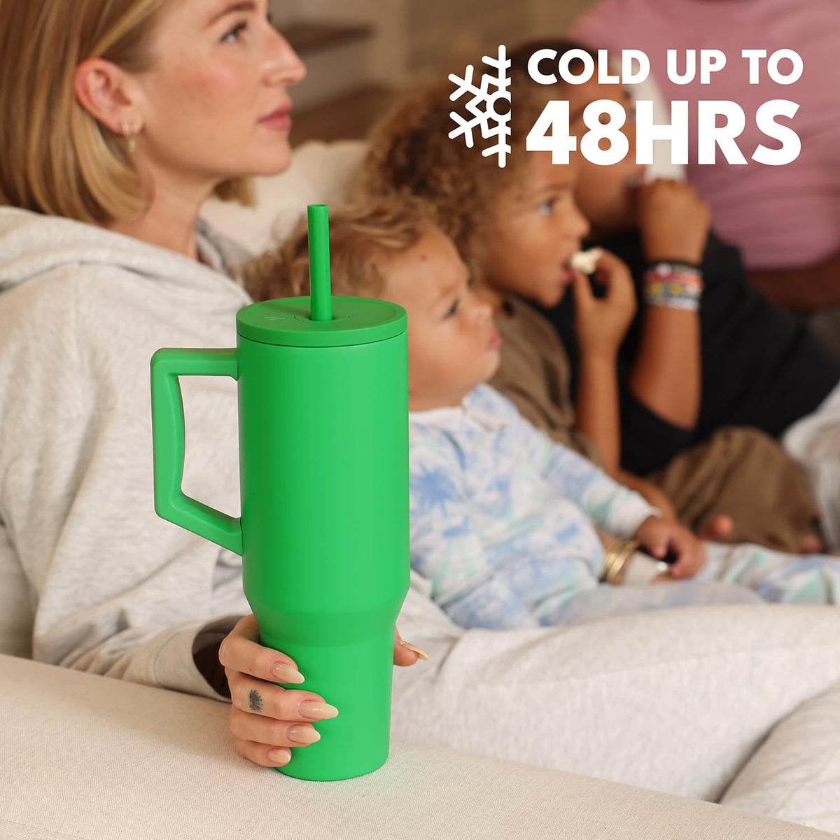 Spill Proof 40oz Insulated Tumbler with Handle & Straw Travel Mug
