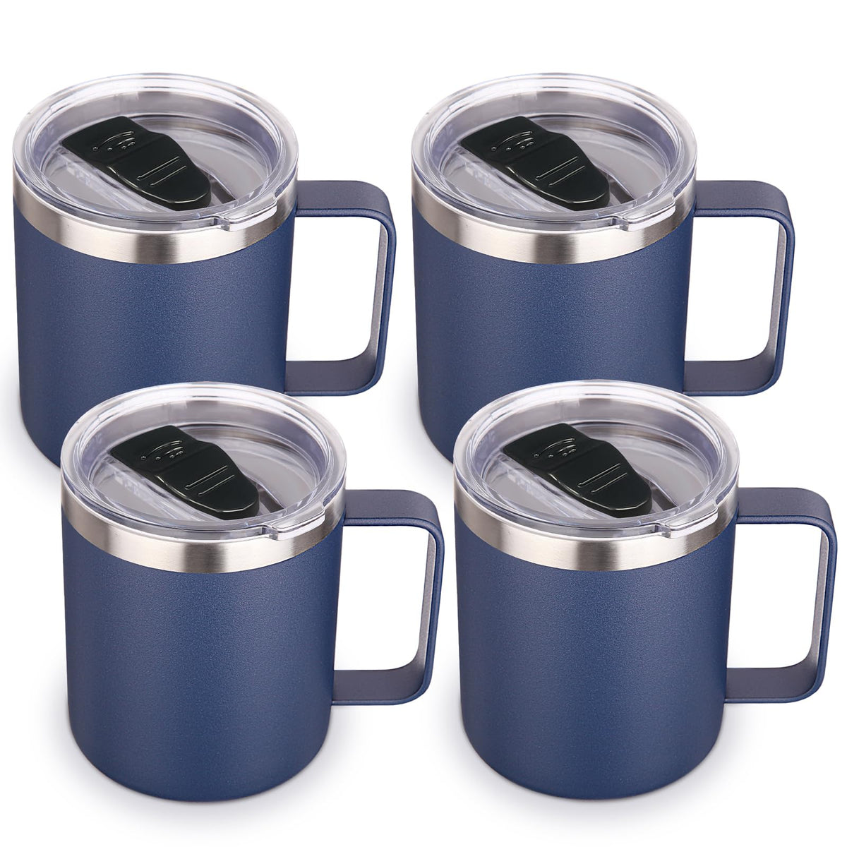 14oz Insulated Stainless Steel Coffee Mug with Lid Bulk 4 Pack (4 Count)
