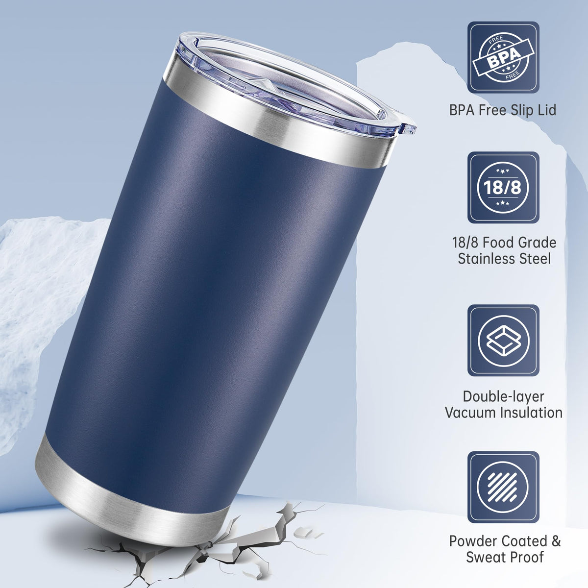 20 oz Tumblers Bulk Stainless Steel Tumbler with Lid Double Wall Vacuum Insulated Coffee Mug 20oz Powder Coated Cup for Hot and Cold Drinks (6 Count)