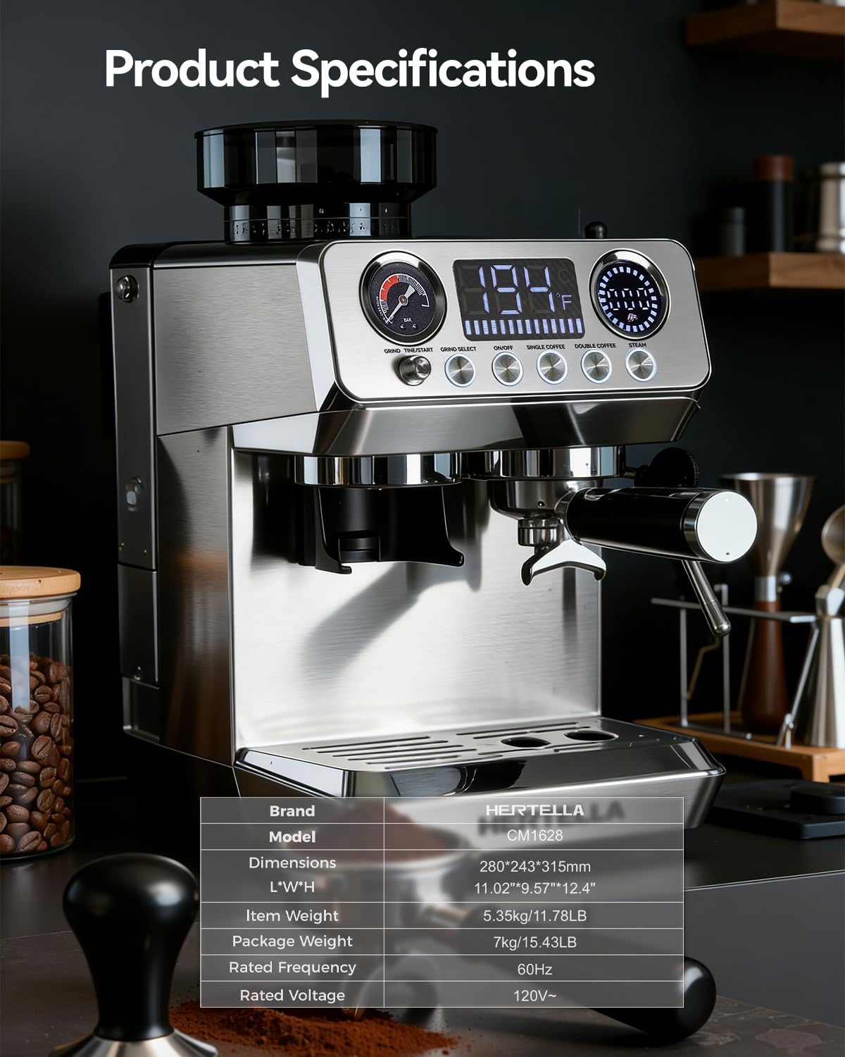 Espresso Machine with Burr Grinder