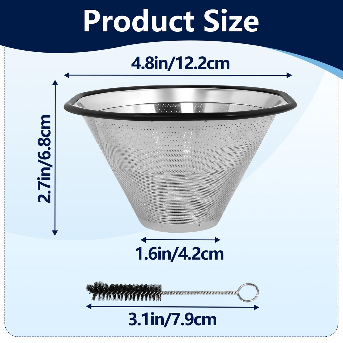 2Pcs Reusable Coffee Filter for Kalita Wave 185 and OXO 8 Cup Coffee Makers (2 Count)