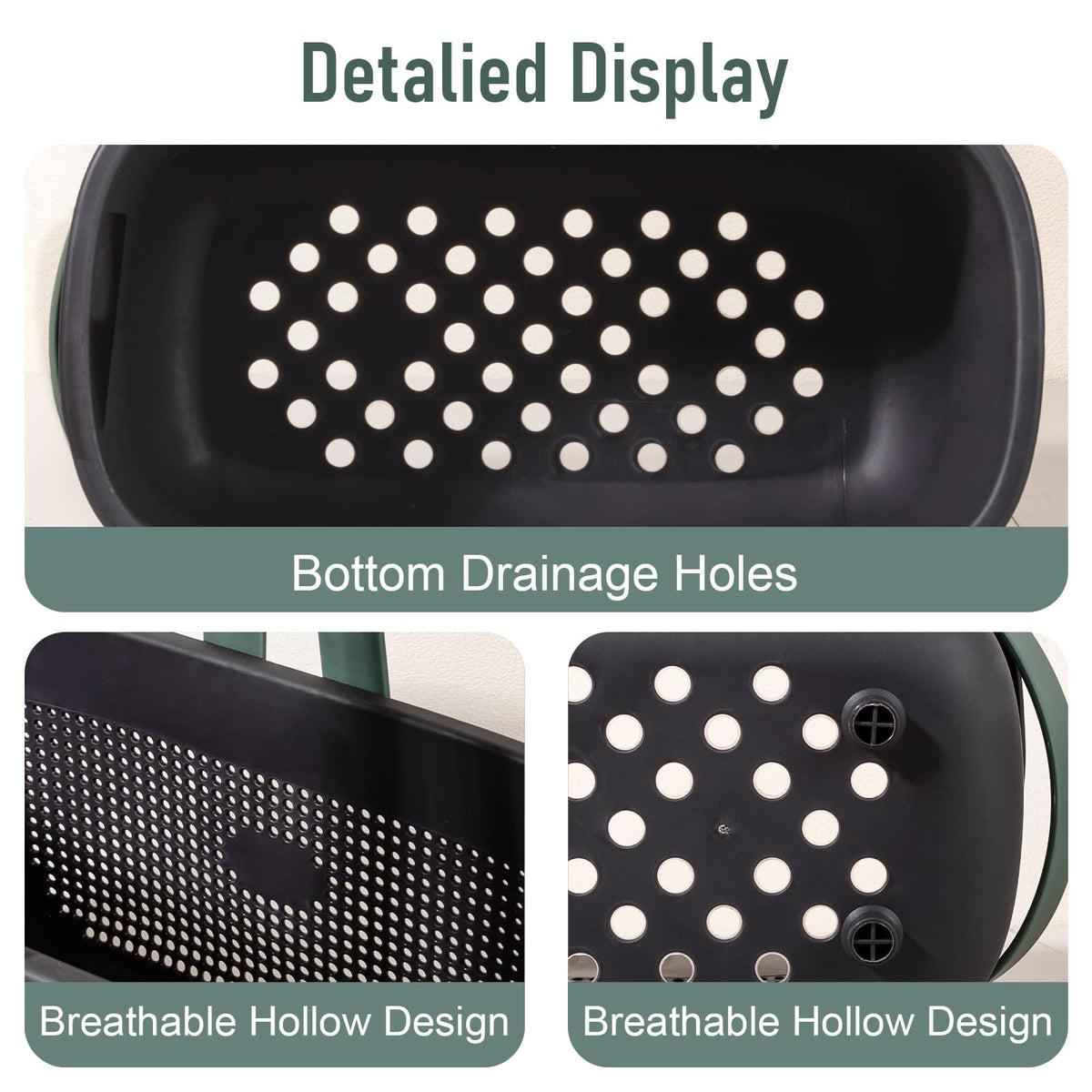 Portable Shower Caddy Basket with Handle Plastic Storage Basket Black Green