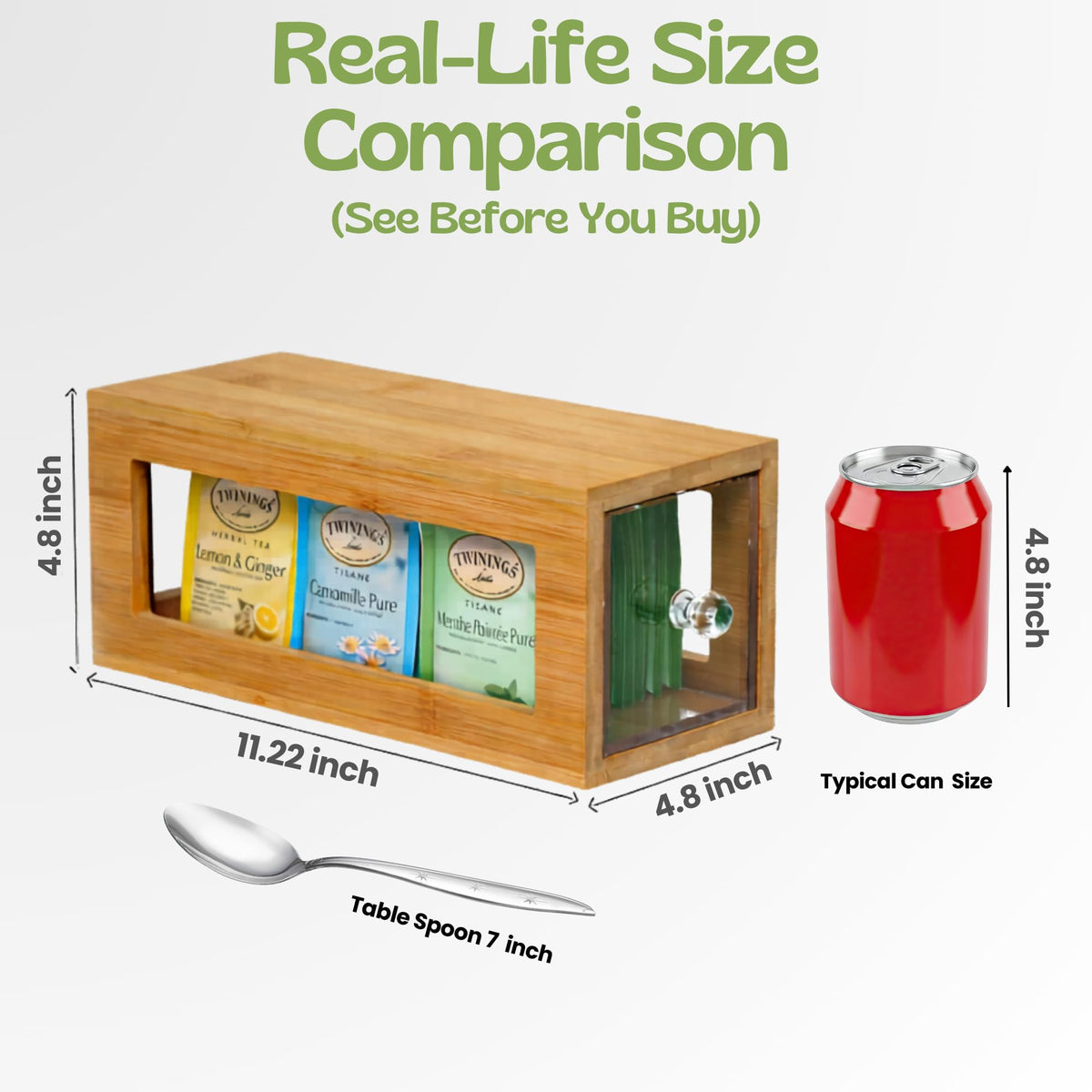 Bamboo and Acrylic Drawer Tea Bag Holder