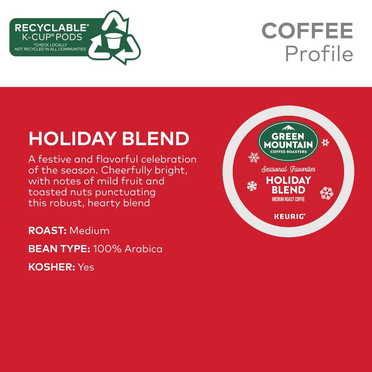K-Cups, Holiday Blend, 12 Count