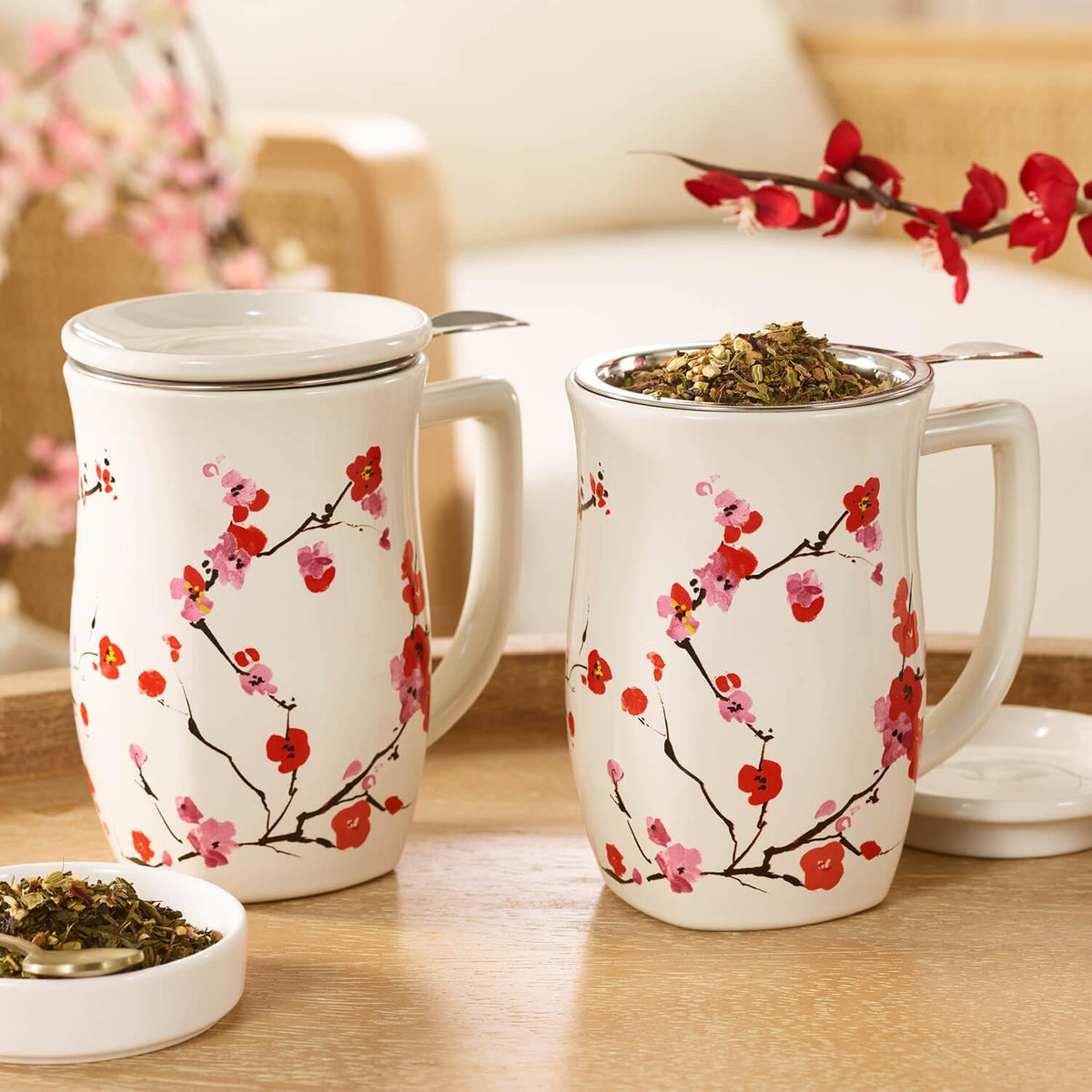 Ceramic Fiore Tea Cup with Infuser