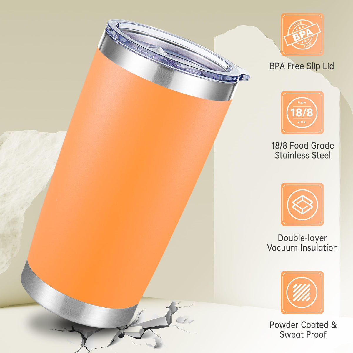 20 oz Tumblers Bulk Stainless Steel Tumbler with Lid (12 Count)