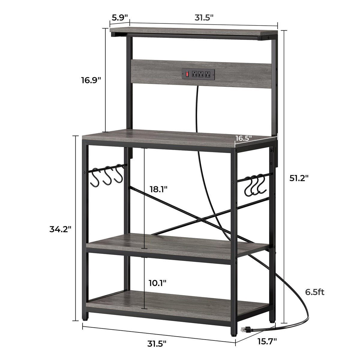 Bakers Rack with Power Outlets