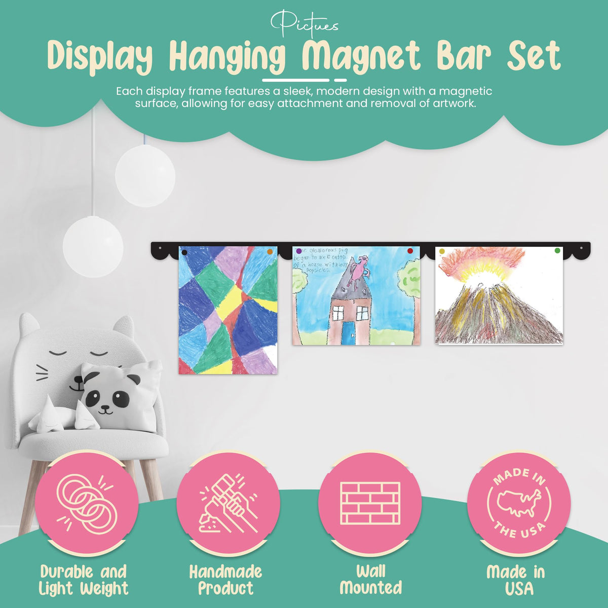 Scalloped Magnetic Art Display for Kids Artwork & Photos