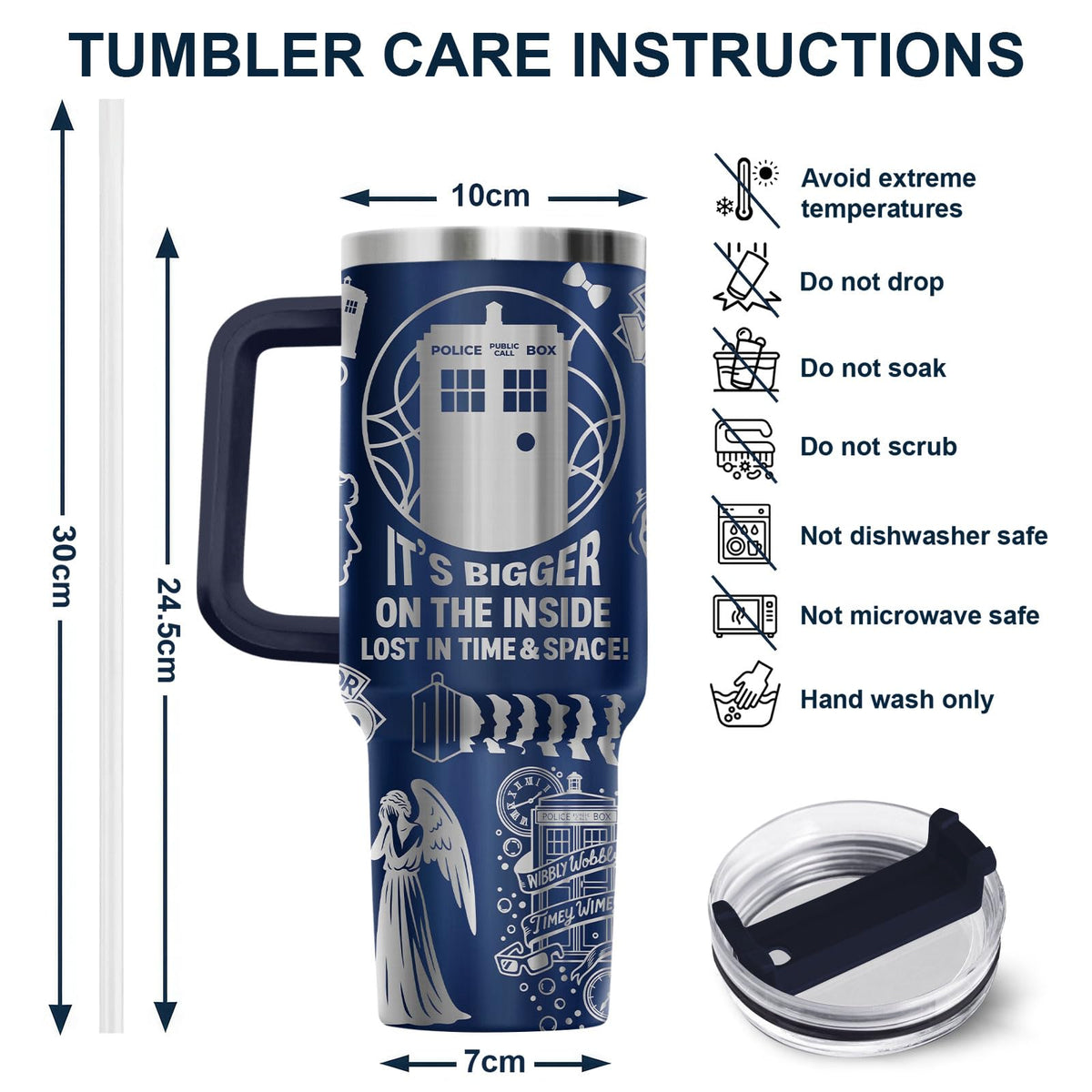 Novelty Police Box 40 oz Tumbler with Handle