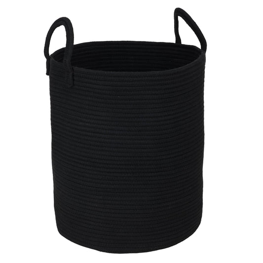 Black Cotton Rope Laundry Basket Hamper for Clothes Large
