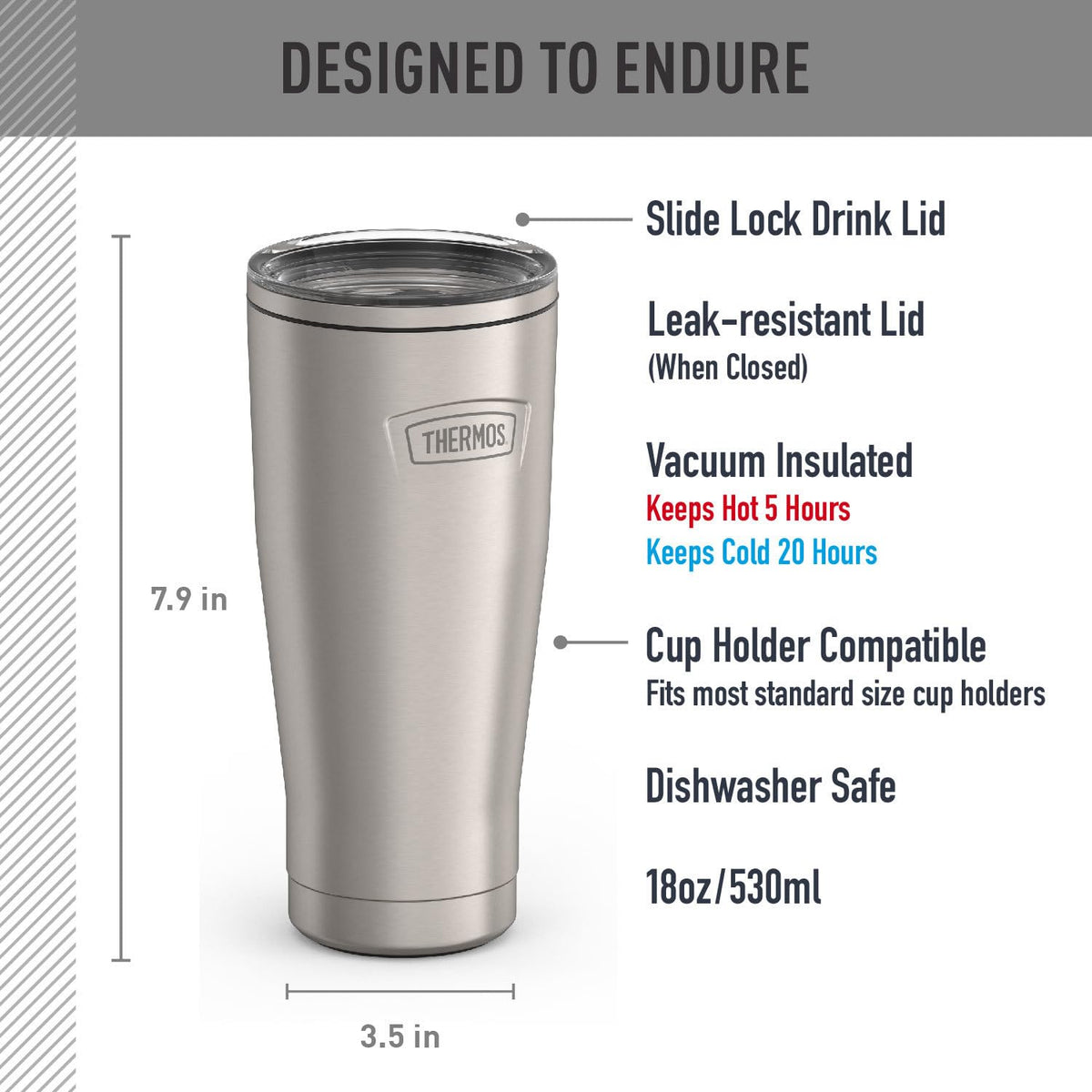ICON SERIES Stainless Steel Tumbler with Slide Lock