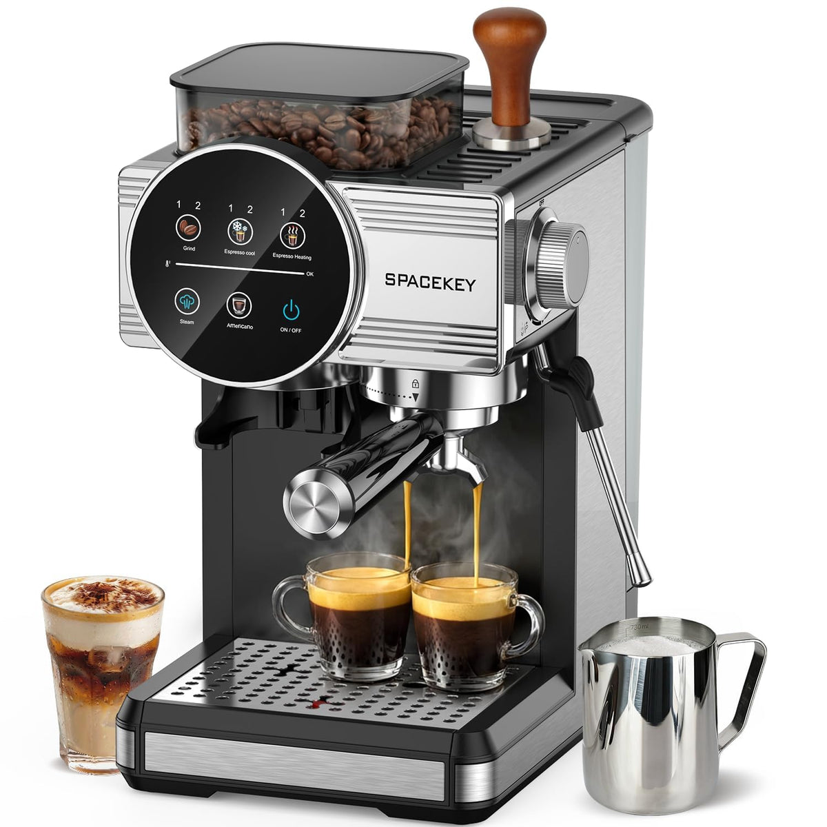 Espresso Coffee Machine with Grinder and Frother