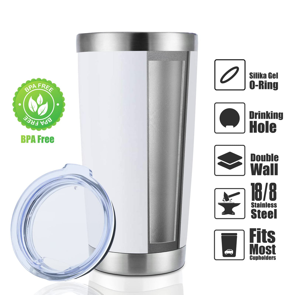 20oz Stainless Steel Tumbler Bulk with Lid (4 Count)