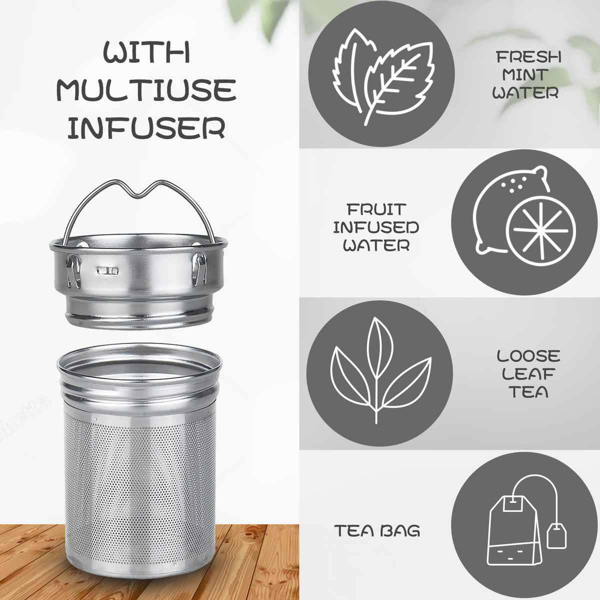 32oz Borosilicate Glass Water Bottle with Tea Infuser