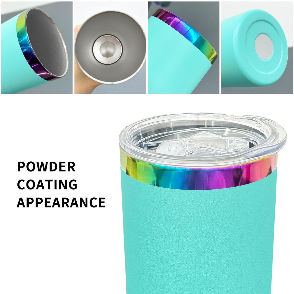 20 oz Skinny Tumblers Bulk With Lid and Straw Mint Green (8 Count)