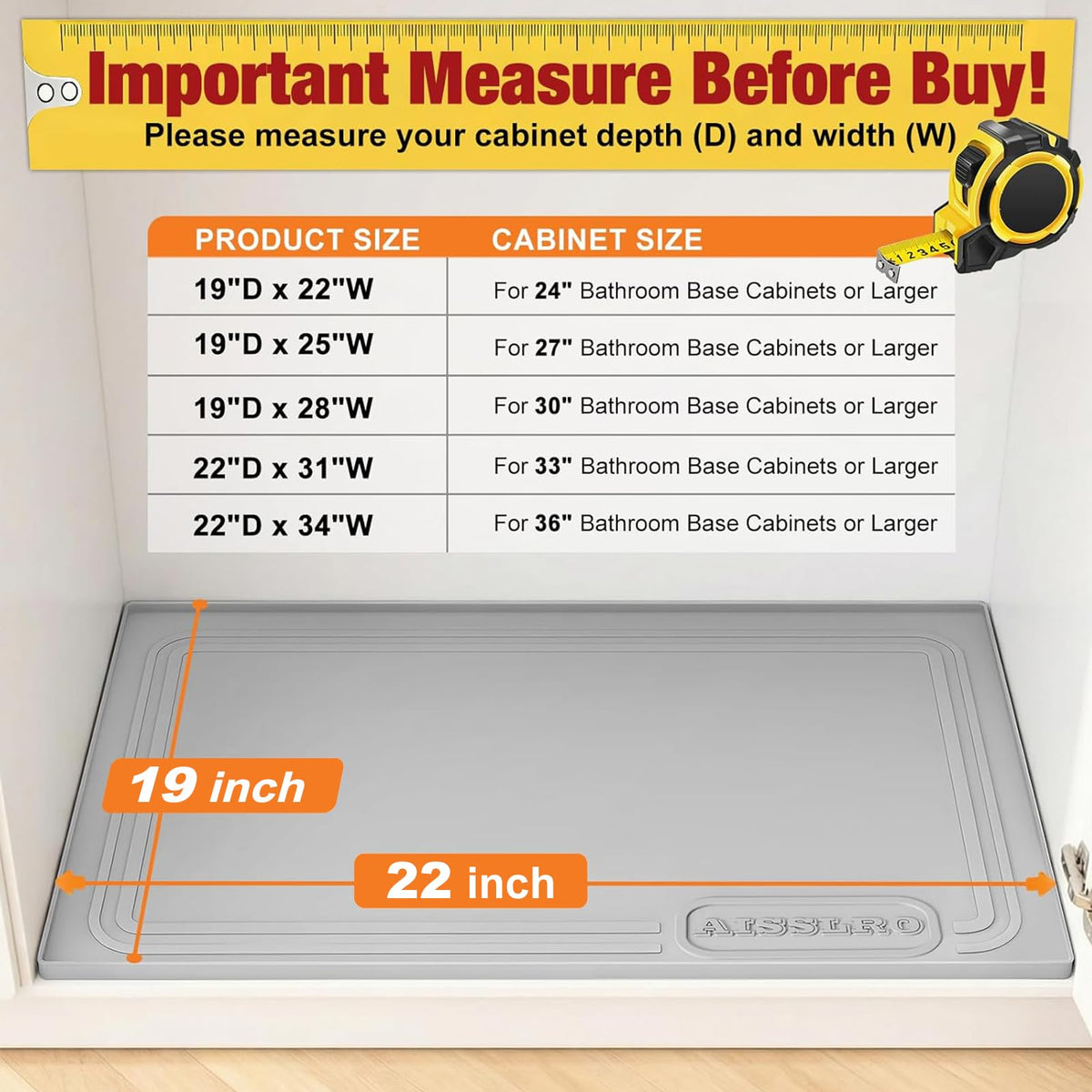Under Sink Mat 22" X 19" (2.9 Sq Ft)