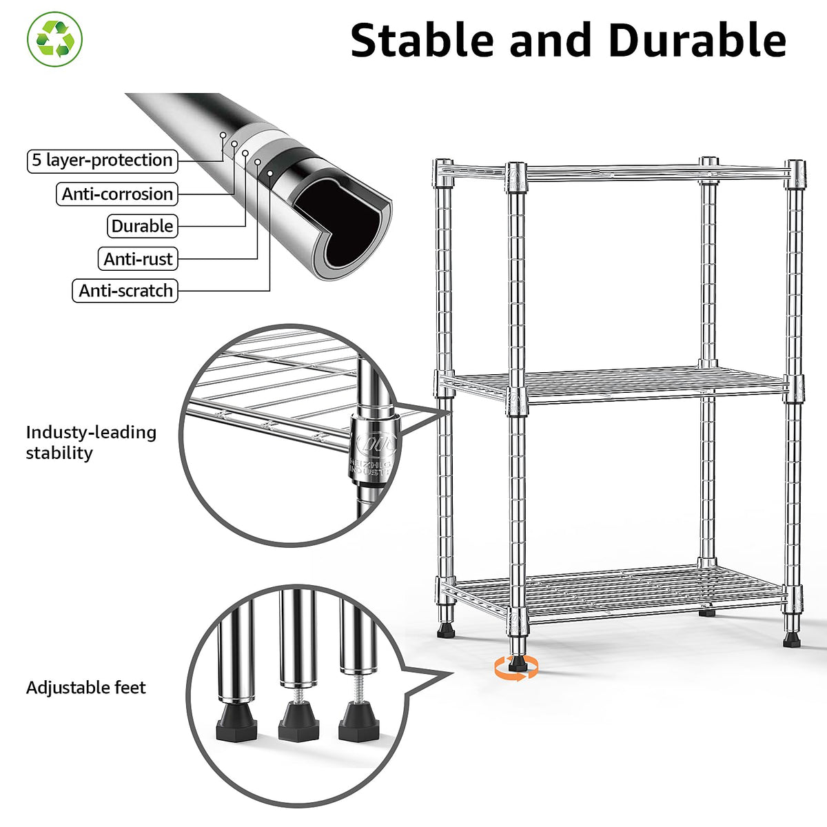 450 lbs Wire Storage Shelving 3