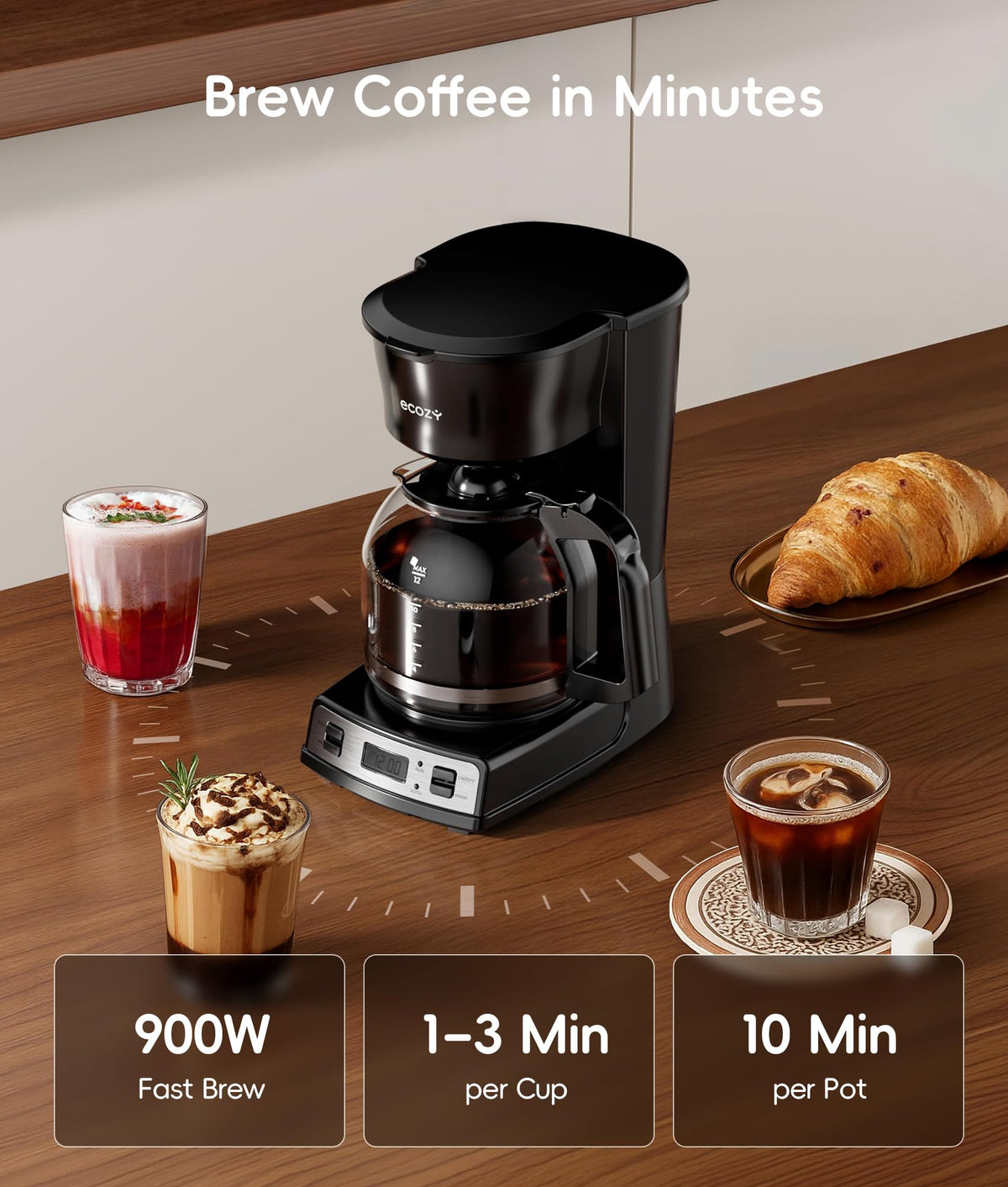 12 Cup Drip Coffee Maker with Electric Coffee Grinder Combos
