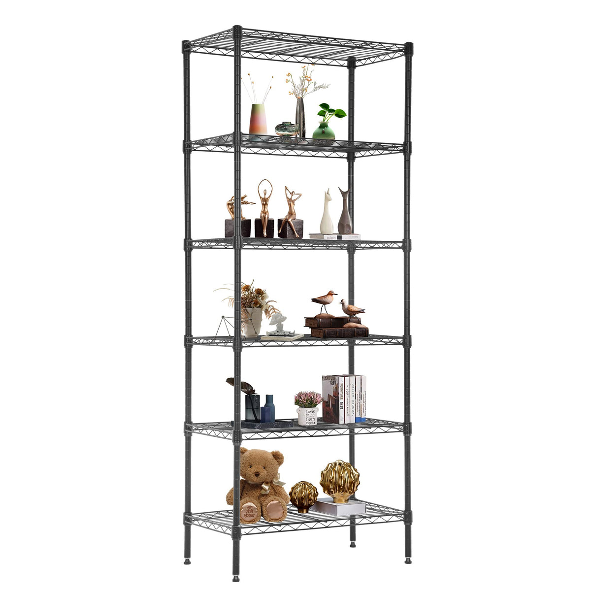 6 Tier Wire Shelving Units Adjustable Metal Storage Rack 23L x 13W x 59H NSF Pantry Shelves Kitchen Organization Shelf for Kitchen Garage Small Places Commercial