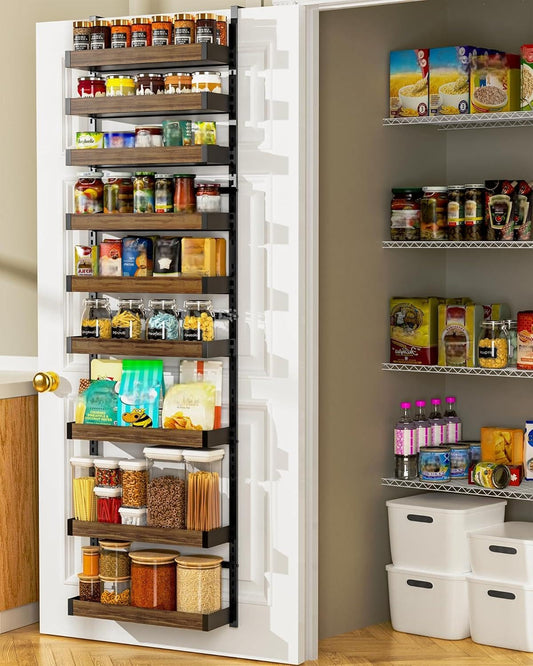 Wood 9 Tier Over The Door Pantry Organizer