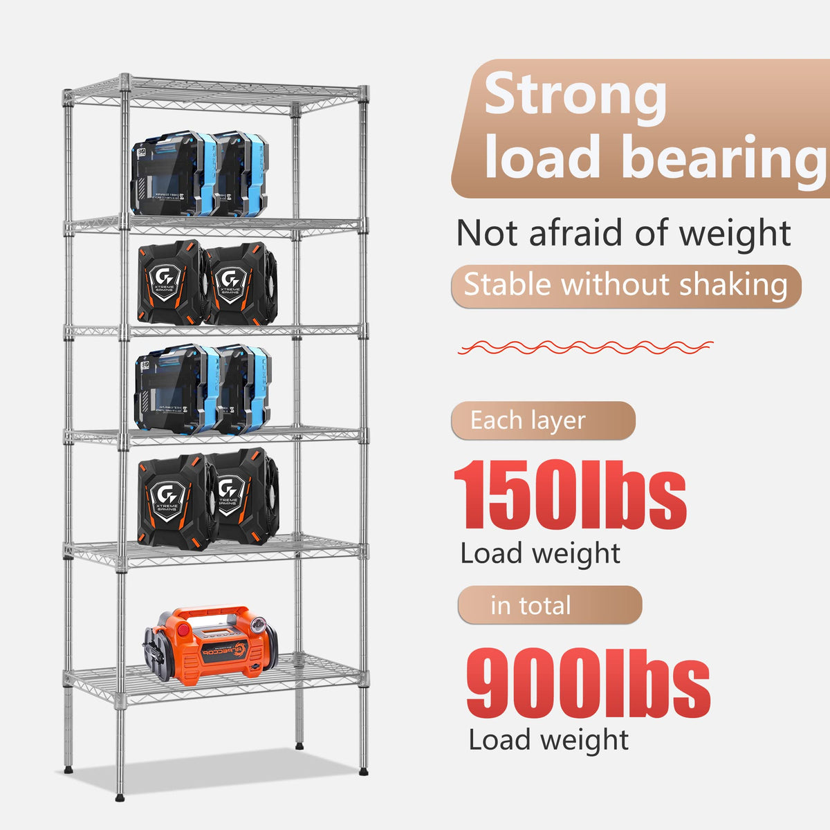 6 Tier Wire Shelving Units 23L x 13W x 59H Adjustable Metal Storage Rack NSF Pantry Shelves Kitchen Organization Shelf for Kitchen Garage Small Places Commercial