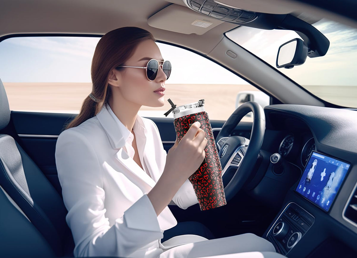 40 oz Tumbler with Handle and Straw