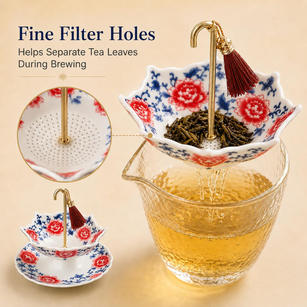 Ceramic Umbrella Tea Strainer for Loose Leaf Tea