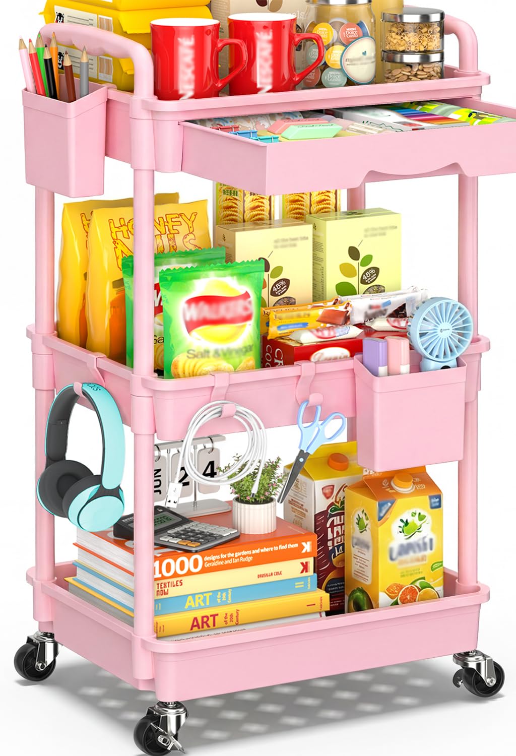 3 Tier Rolling Cart with Drawer