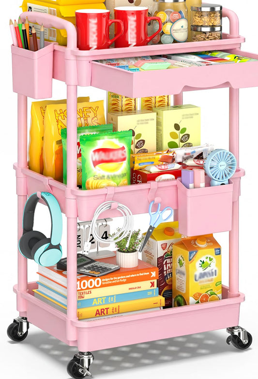 3 Tier Rolling Cart with Drawer