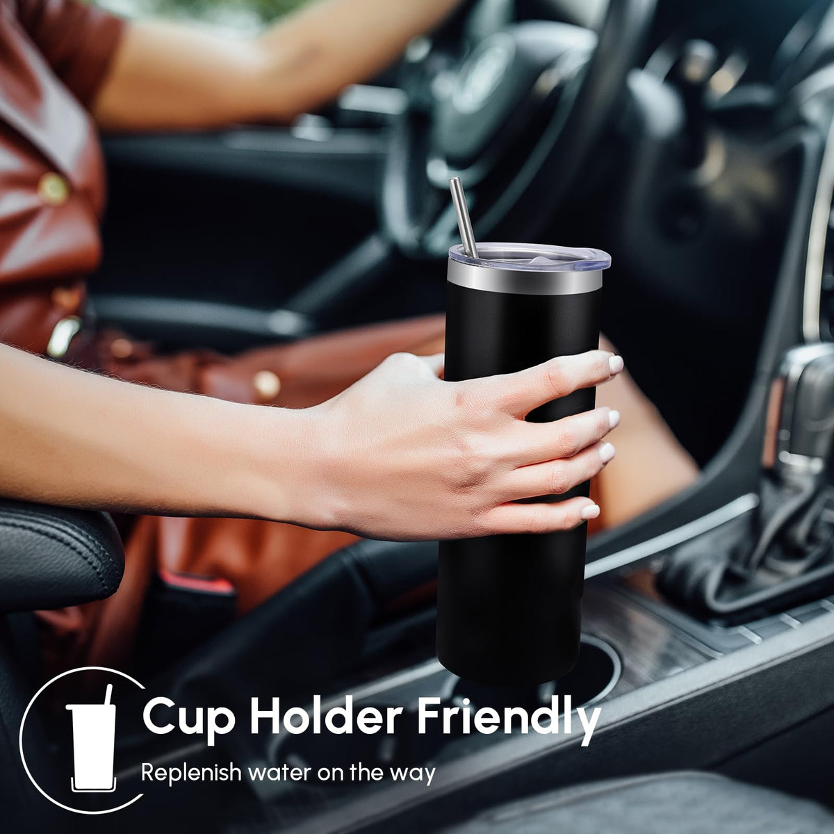 12 Pack Skinny Tumblers with Lid and Straw (12 Count)