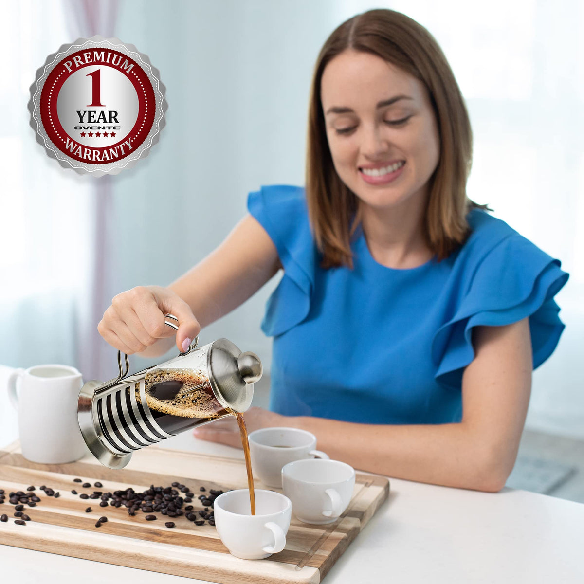 French Press Coffee Maker 12oz with 4 Filters System