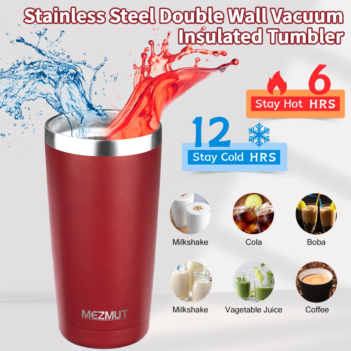 20oz Insulated Tumbler Cup Travel Coffee Mug with Lid Straw