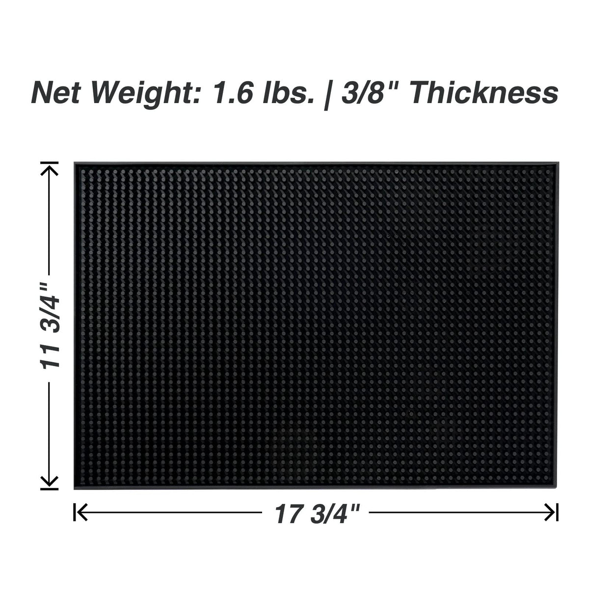 18x12 inches Black Rubber Bar Service Mat for Cocktail Bartender