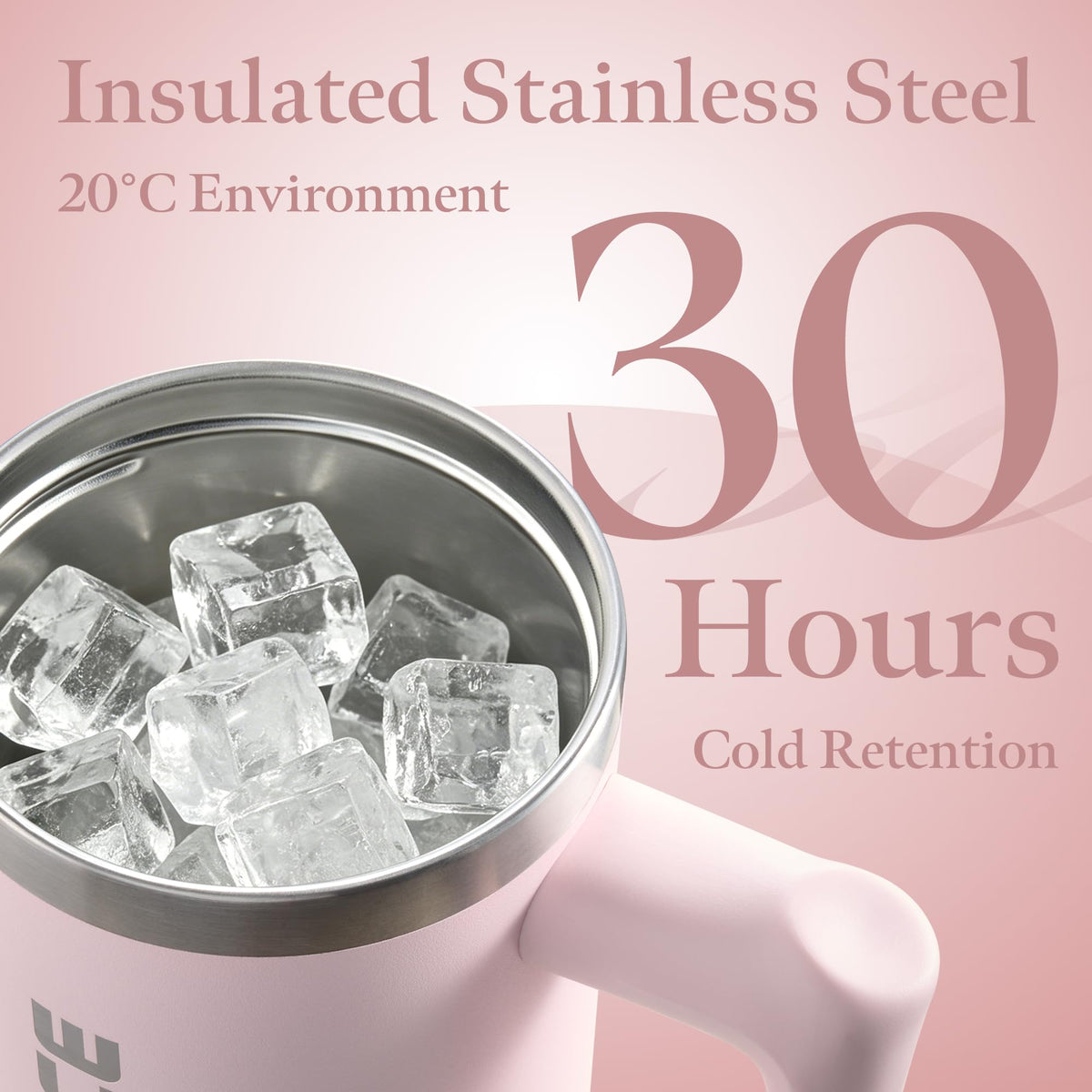30 oz Pink Insulated Coffee Tumbler with Handle and Flip Straw 100% Leakproof Stainless Steel Iced Travel Coffee Cup with Lid Vacuum Cold Beverages Water Bottle Car Office Gifts for Women Men