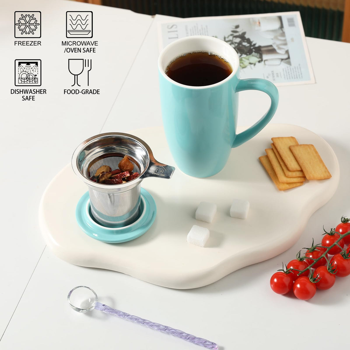 Sweejar Porcelain Tea Infuser Mug with Lid