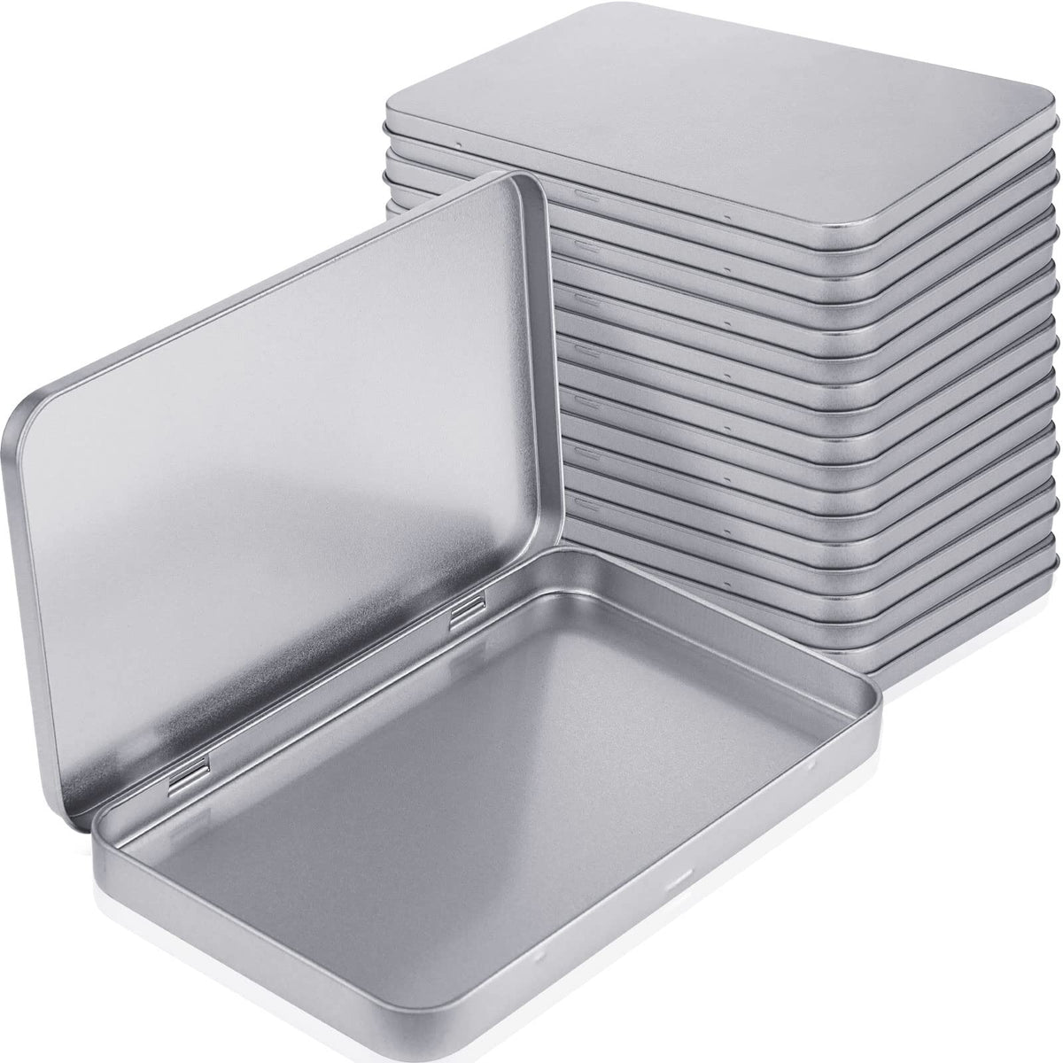 10 Pack Metal Tin Boxes with Hinged Lids (10 Count)