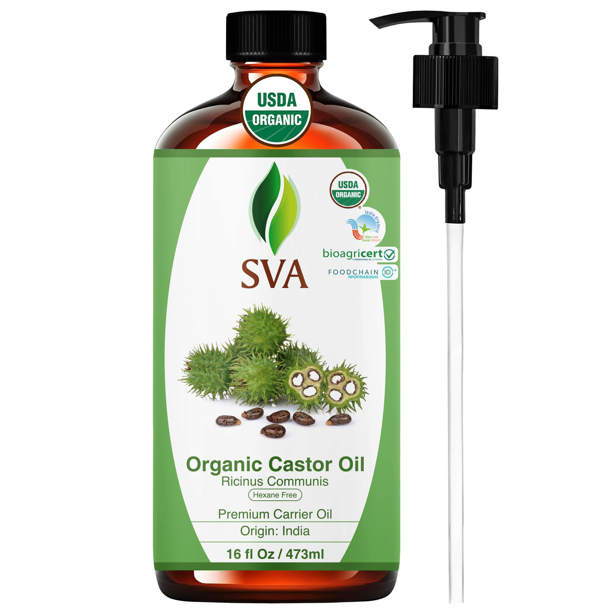 SVA Organic Castor Seed Carrier Oil (16 Fl Oz)