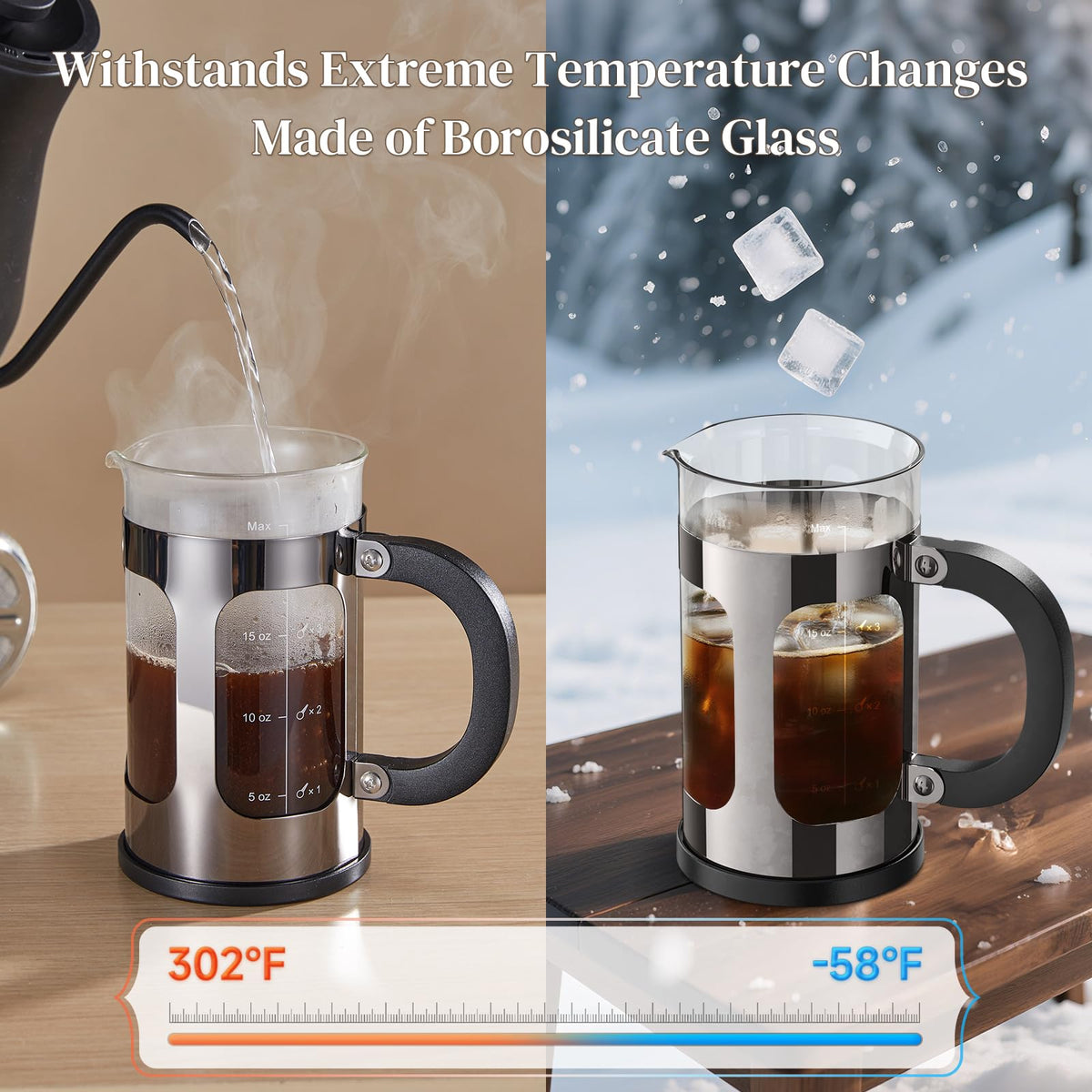 French Press Coffee Maker 21oz 0.6 L