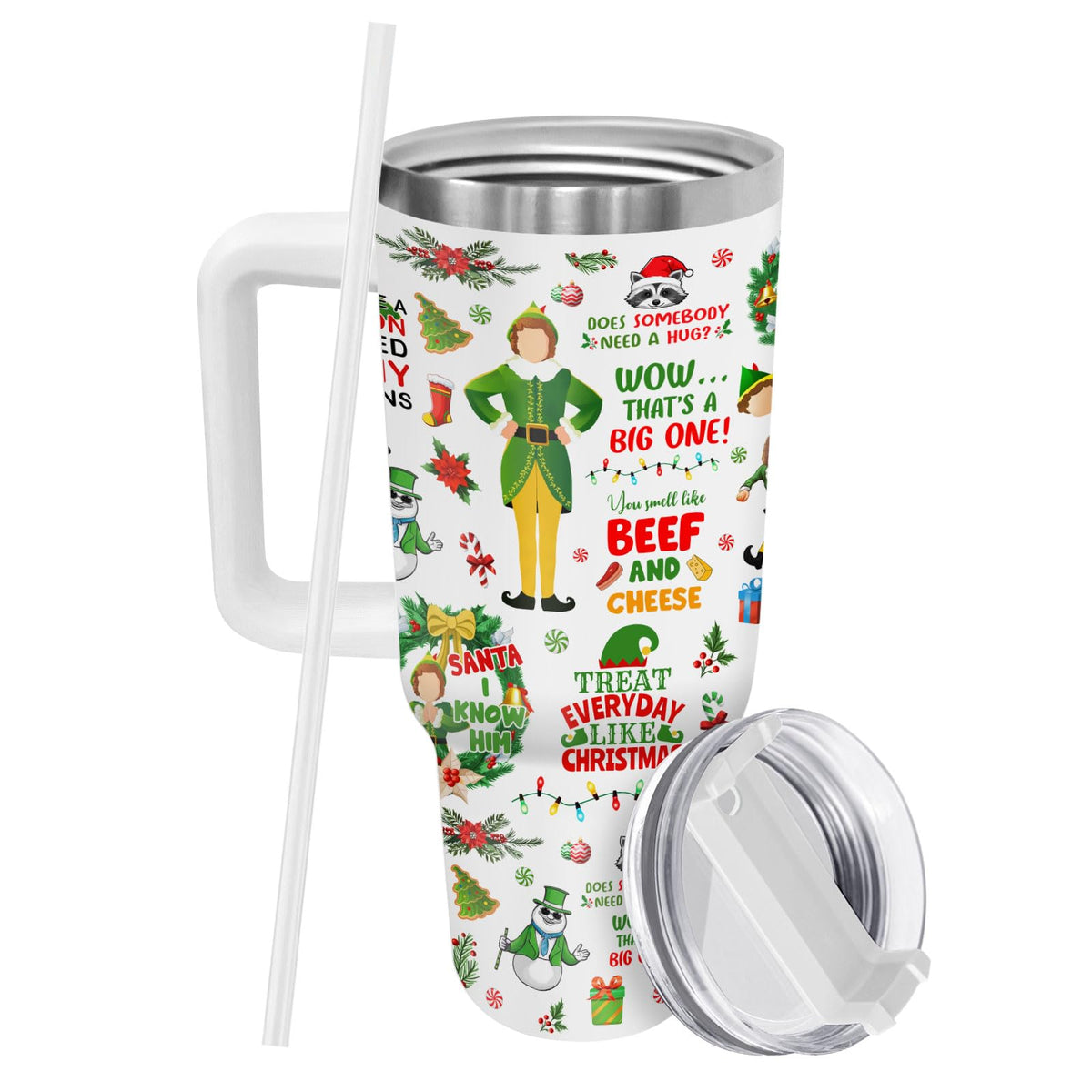 Festival Festive Holiday Elf 40 oz Tumbler with Handle