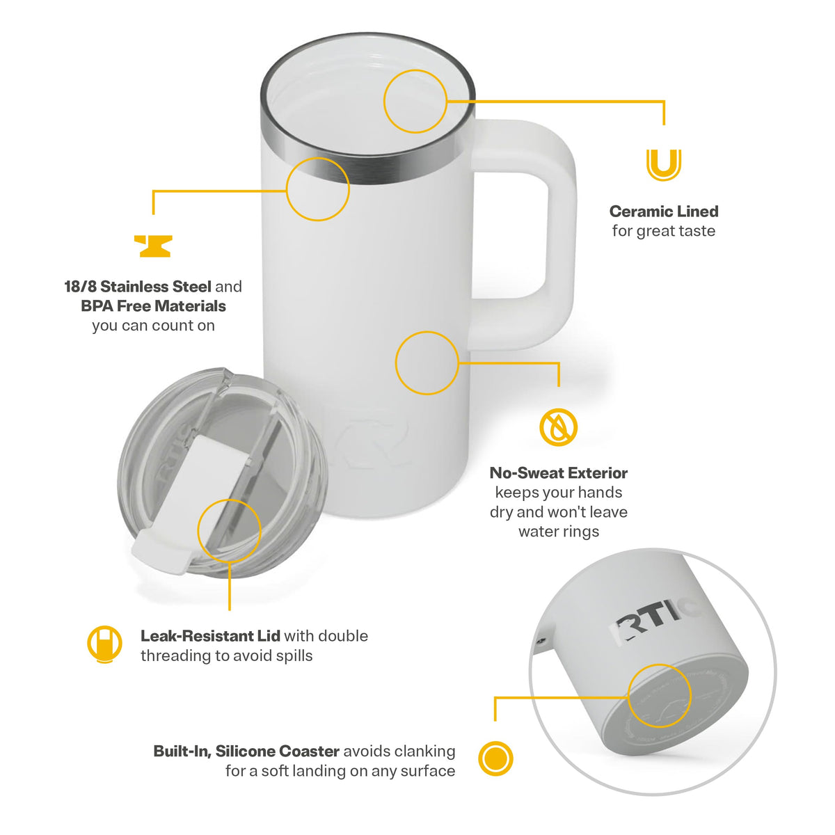 16oz Road Trip Travel Mug with Lid and Handle