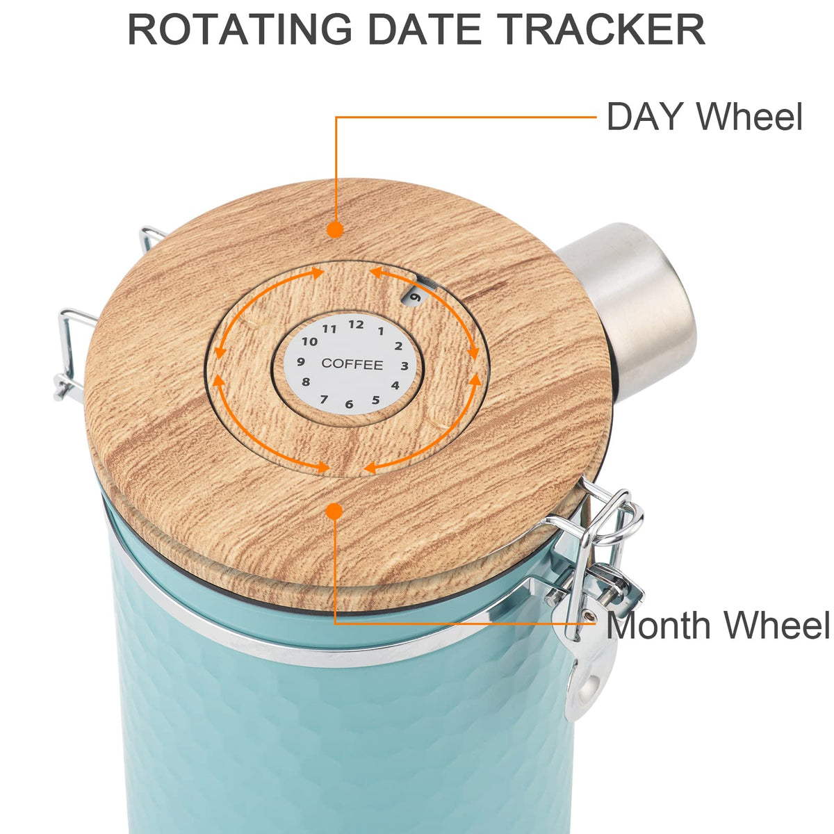 Coffee Canisters Airtight Coffee Bean Storage Container Kitchen Stainless Steel Food Storage Container with Scoop Date Tracker & CO2 Valve 61Fl Oz (60.8652 Fl Oz)