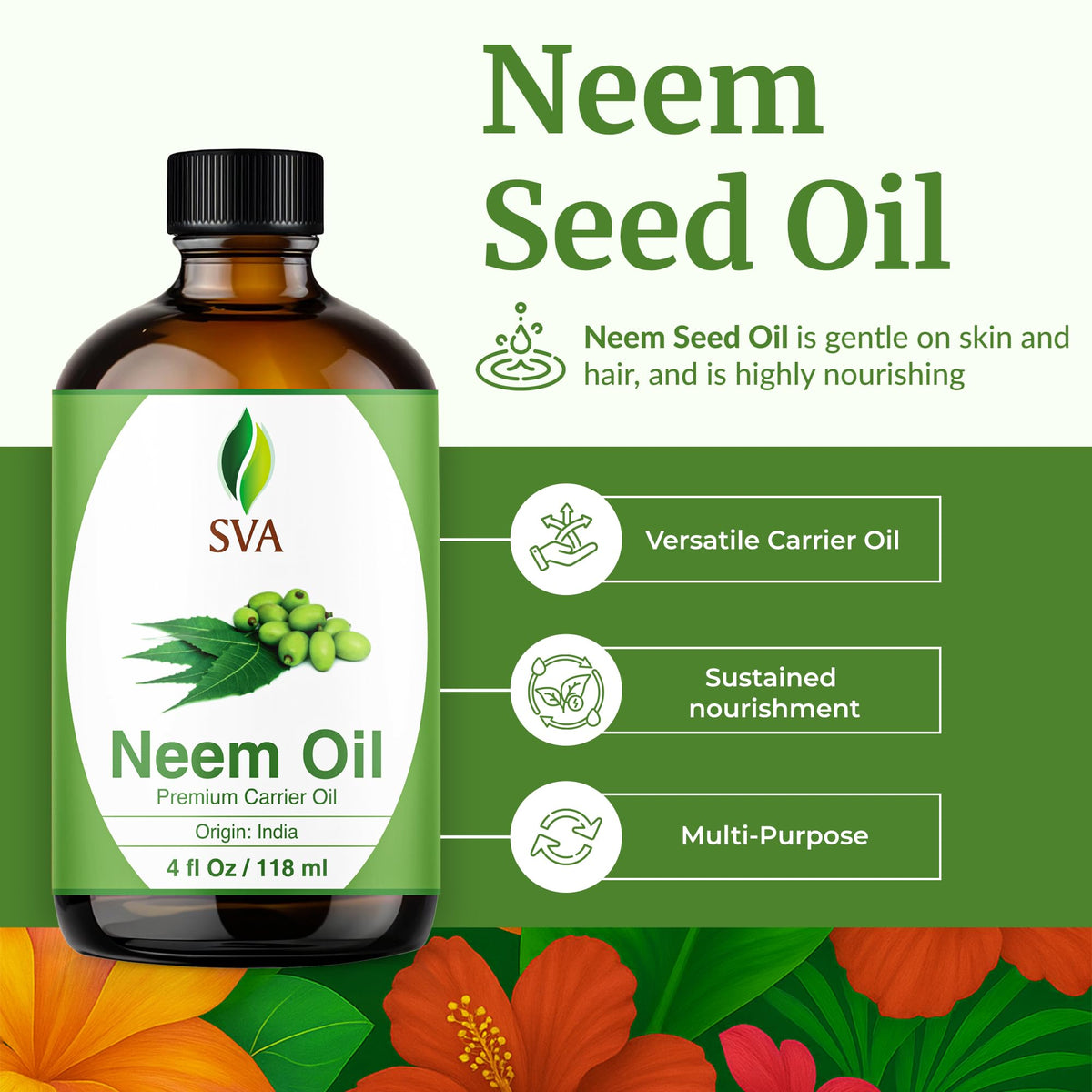 SVA Neem Seed Carrier Oil (4 Fl Oz)