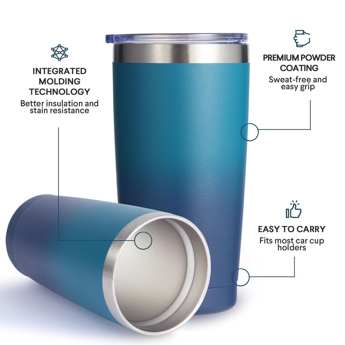 20oz Stainless Steel Tumbler with Lid and Straw Bulk 12 Pack (12 Count)