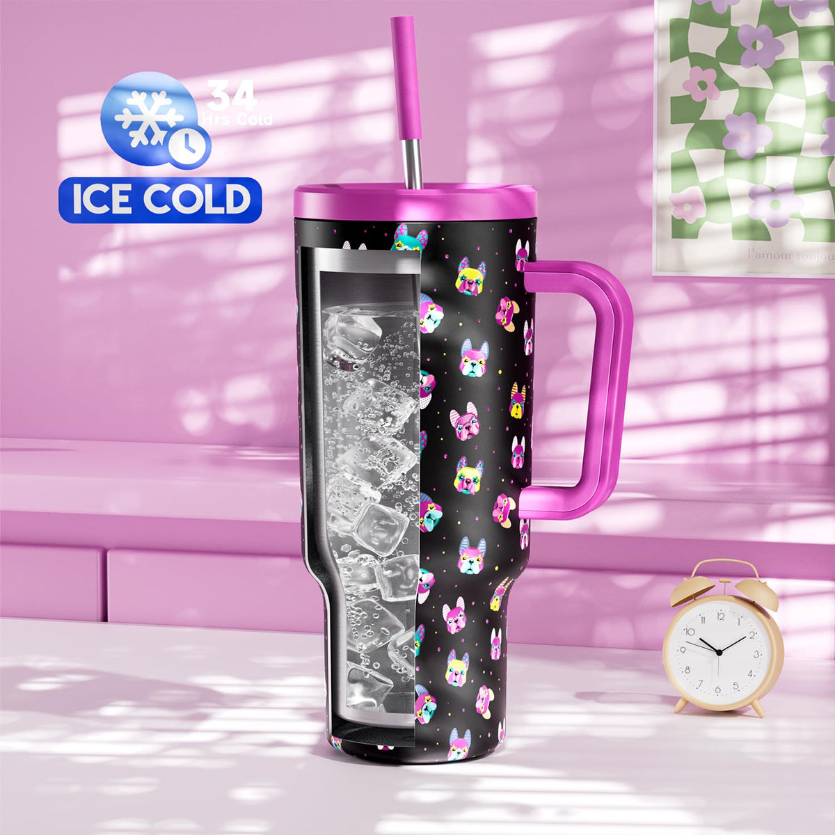 40 oz Tumbler with Handle and Straw