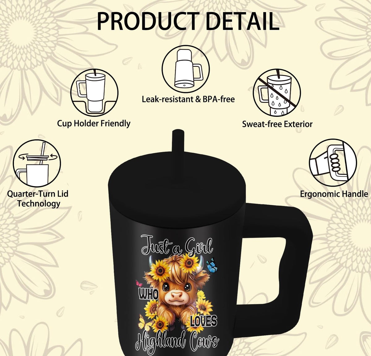 Highland Cow Sunflower Gifts for Women