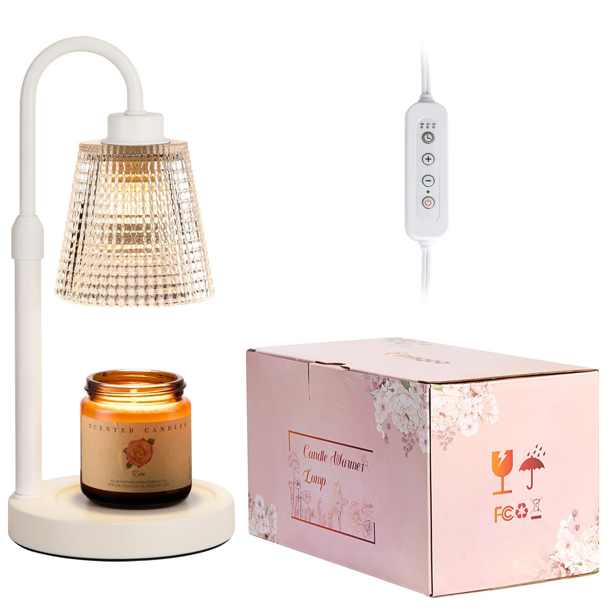 White Candle Warmer Lamp with Timer