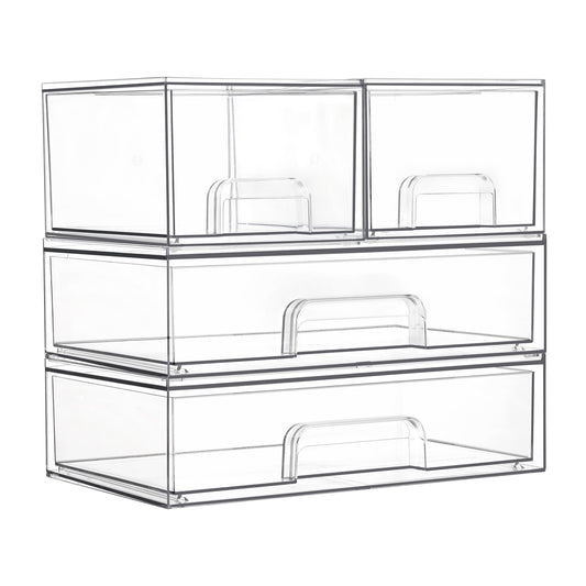 Clear Stackable Storage Drawers Set of 4 (4 Count)