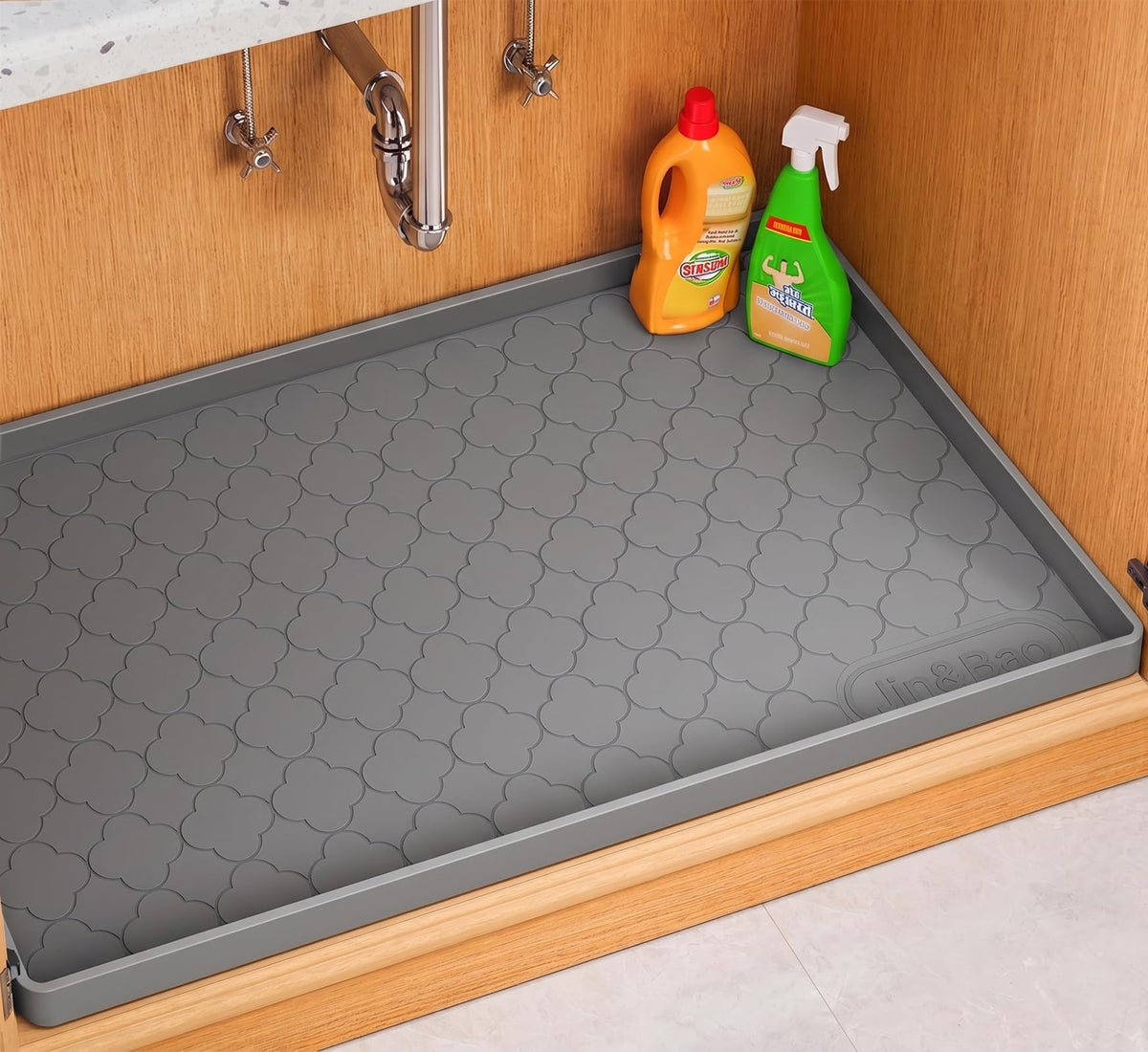 Under Sink Mat 19" x 19" Waterproof Silicone Cabinet Kitchen Liner
