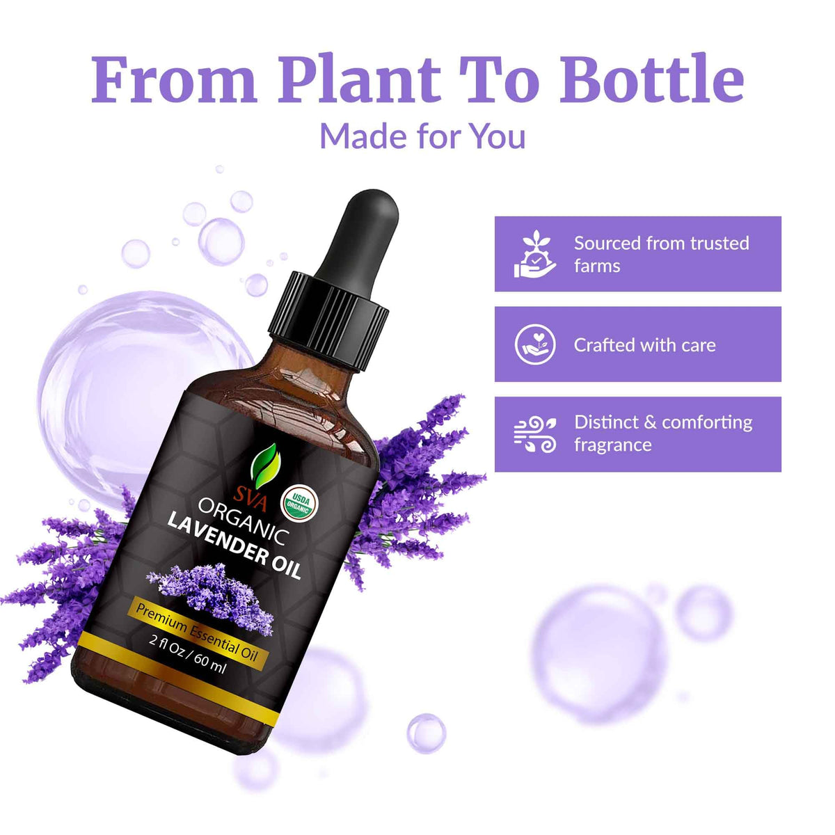 SVA Organic Lavender Essential Oil with Dropper (2 Fl Oz)