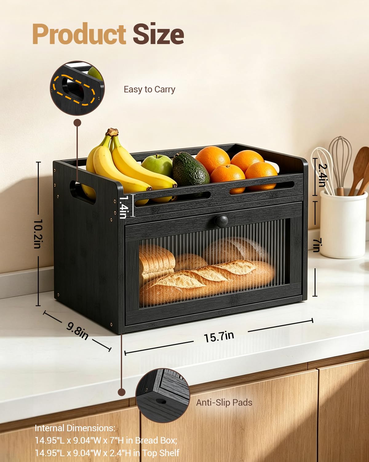 Bread Box for Kitchen Countertop